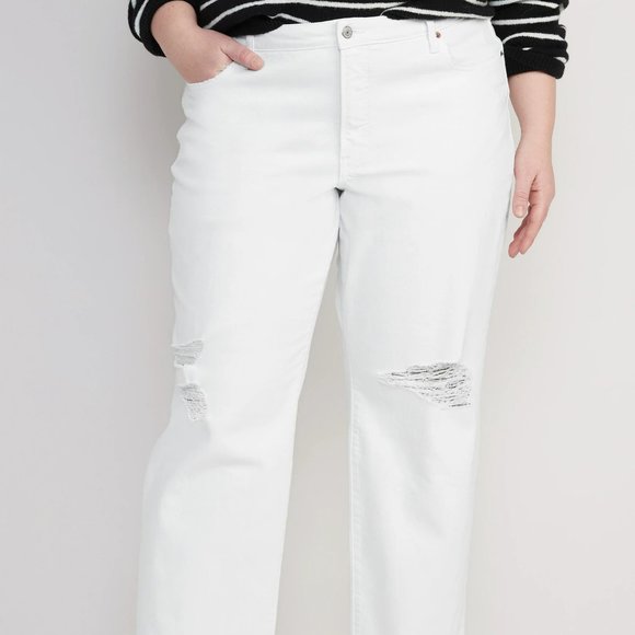 High-Waisted Loose Ripped White Jeans - Picture 3 of 5